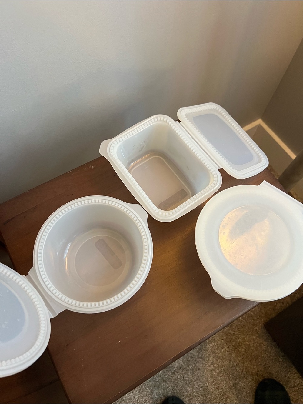 White/Transparent Silicone Food Storage Containers with Toothed Lids - Set of 3